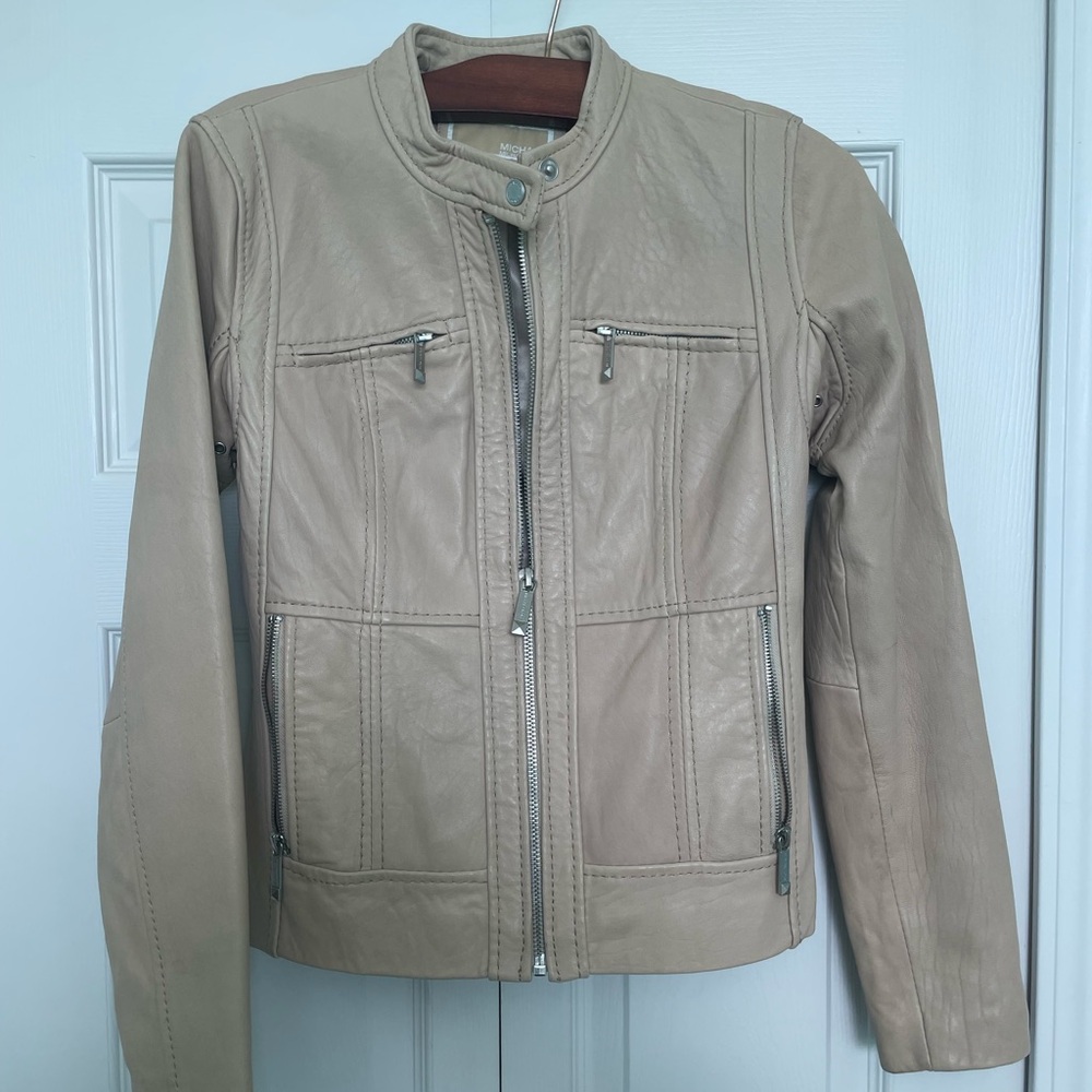 Michael Kors Beige Leather Jacket